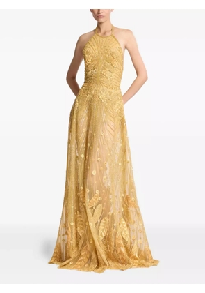 Elie Saab beaded halter-neck dress - Gold