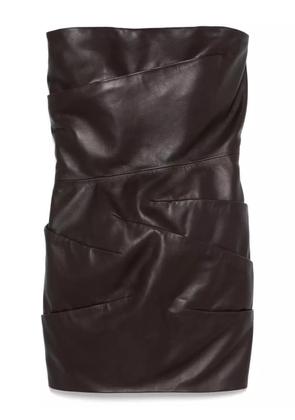 The Attico strapless draped mini dress - Brown