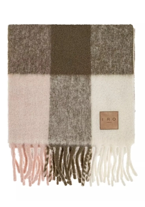 IRO checked fringed scarf - Green
