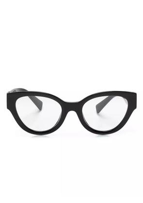 Miu Miu Eyewear logo-plaque round-frame glasses - Black