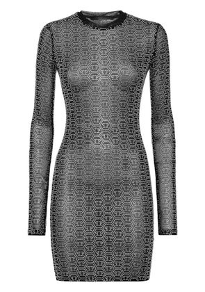 Philipp Plein crystal-embellished mesh dress - Black