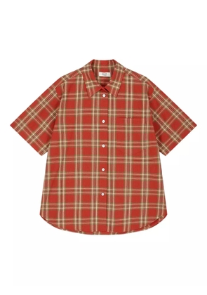 TOMBOY single-pocket checked shirt - Red