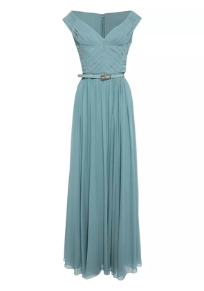 Elie Saab off-the-shoulder silk dress - Blue