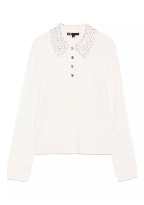 Maje embellished-collar polo top - White