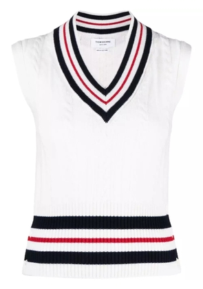 Thom Browne RWB-stripe cashmere top - White