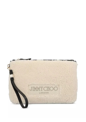 Jimmy Choo shearling clutch bag - Neutrals