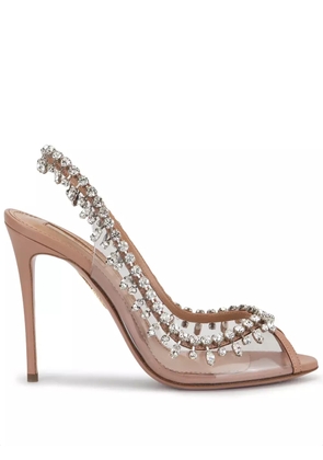 Aquazzura 110mm Temptation crystal-embellished pumps - Neutrals