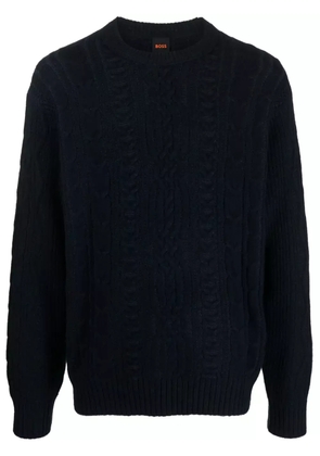 BOSS crew-neck cable-knit jumper - Blue