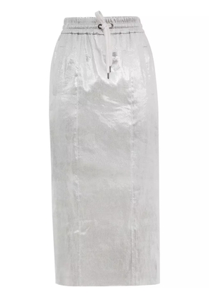 Brunello Cucinelli metallic-finish midi skirt - Grey