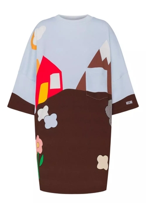 Moschino graphic-print mini dress - Brown