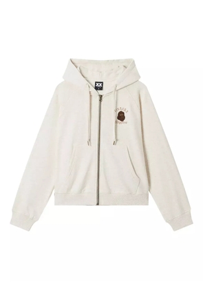 FINGERCROXX embroidered bigfoot zip-up hoodie - Neutrals