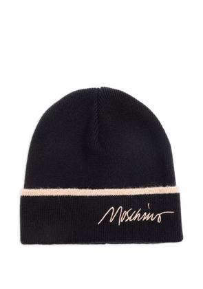Moschino logo-lettering beanie hat - Black