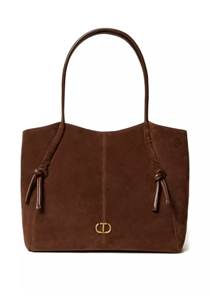 TWINSET knotted suede tote bag - Brown