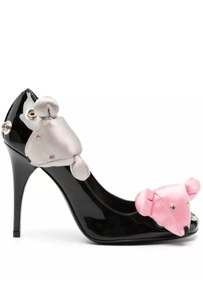 Bruno Frisoni 105mm bear-motif leather pumps - Black