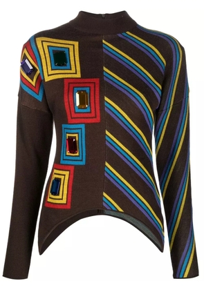 Kansai Yamamoto Pre-Owned 1990s gemstone-embellished knitted jumper - Brown