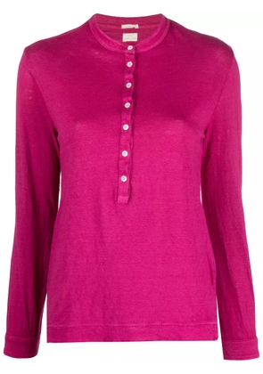 Massimo Alba Java linen henley shirt - Pink