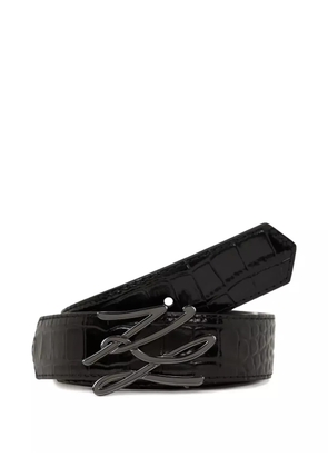 Karl Lagerfeld K/Autograph crocodile-embossed belt - Black