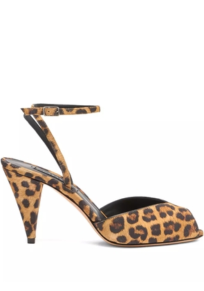 Casadei 80mm Venus Malesia leopard-print ankle-strap sandals - Brown