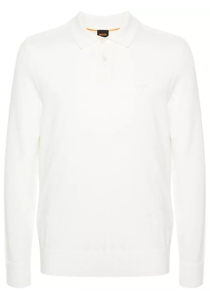 BOSS logo-embroidered virgin wool blend jumper - White