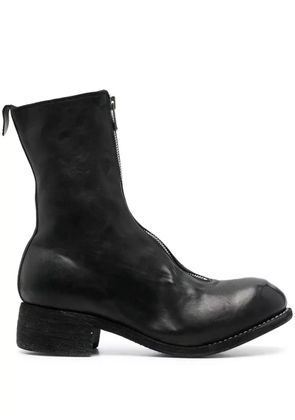 Guidi front-zip leather boots - Black