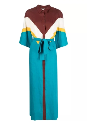 PAULA panelled-design linen maxi dress - Blue