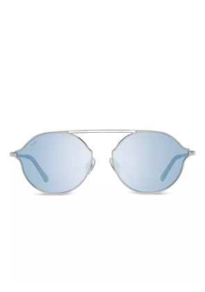 WEB eyewear double-bridge mirrored sunglasses - Silver