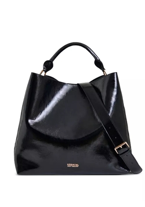 Essentiel Antwerp rolled-handle gloss shopper bag - Black