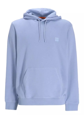BOSS logo-patch cotton hoodie - Blue