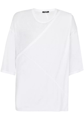 Balmain gathered-panel detail T-shirt - White