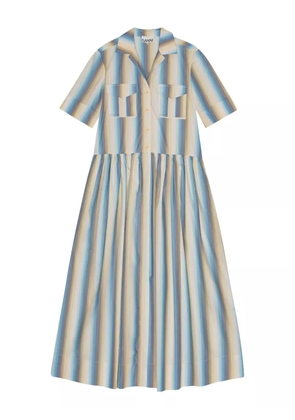 GANNI striped button-up shirt dress - Neutrals