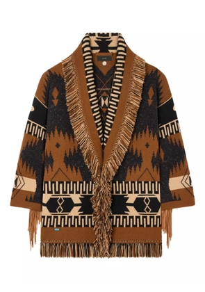 Alanui Dreamscape fringe-detailed patterned cardigan - Brown