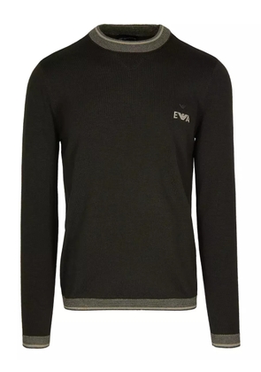 Emporio Armani logo-embroidered ribbed-knit jumper - Black