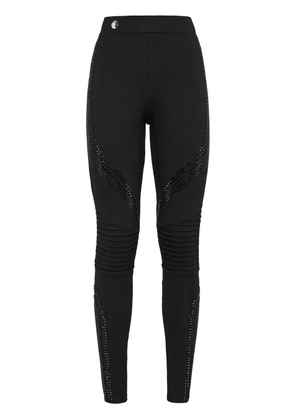 Philipp Plein crystal-embellished panelled leggings - Black