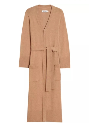 Apparis long waisted-belt cardigan - Neutrals