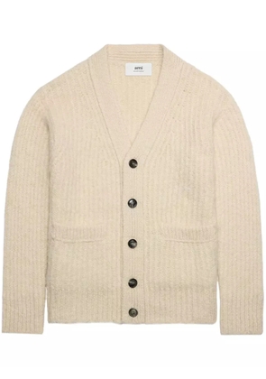 AMI Paris V-neck rib-knit cardigan - Neutrals