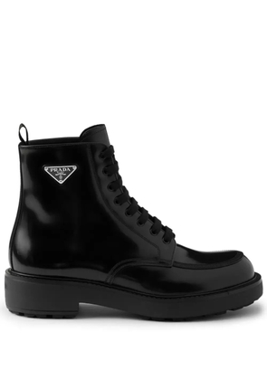 Prada brushed-leather boots - Black