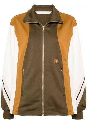 Palm Angels monogram-embroidered colourblock track jacket - Brown