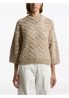 Peserico chevron-pattern open-knit sweater - Neutrals
