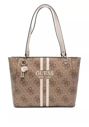 GUESS USA logo-plaque stripe tote bag - Neutrals