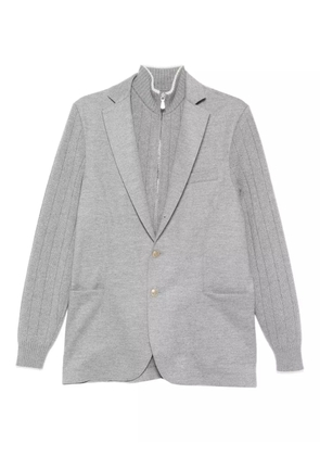 Eleventy ribbed-sleeves buttoned jacket - Grey