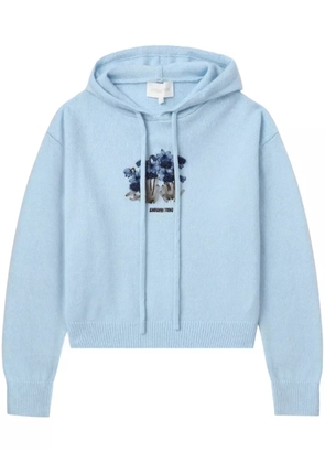 SHUSHU/TONG floral-embroidered hoodie - Blue