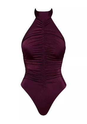 Noire Swimwear ruched halterneck swimsuit - Purple
