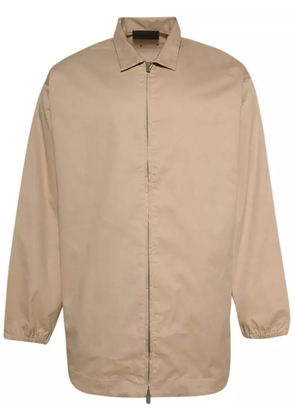 FEAR OF GOD ESSENTIALS logo-patch zip-up shirt jacket - Neutrals