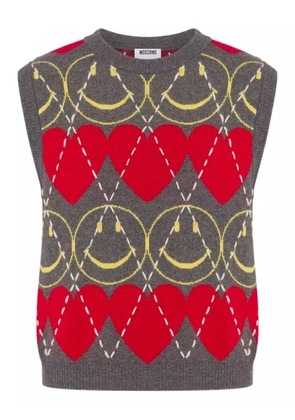 Moschino smiley heart-intarsia vest - Grey