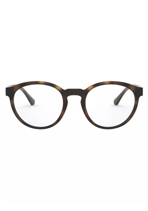Emporio Armani tortoiseshell round-frame glasses - Brown