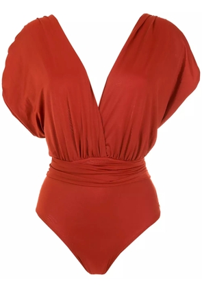 Brigitte ruched V-neck swimsuit - Brown