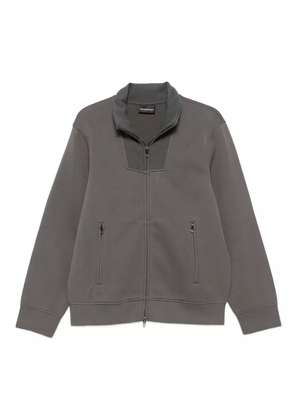 Emporio Armani zip-front panelled sweater - Grey