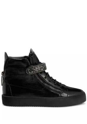 Giuseppe Zanotti Coby Deluxe leather single-strap mid-top sneakers - Black