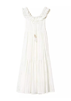 TWINSET eyelet ruffle midi dress - White