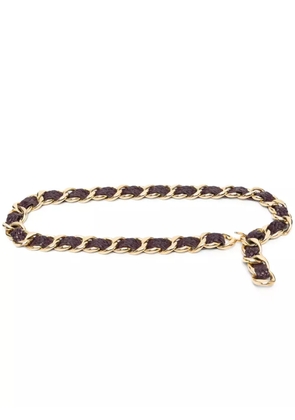 CHANEL Pre-Owned 1985-1995 leather-and-chain belt - Gold